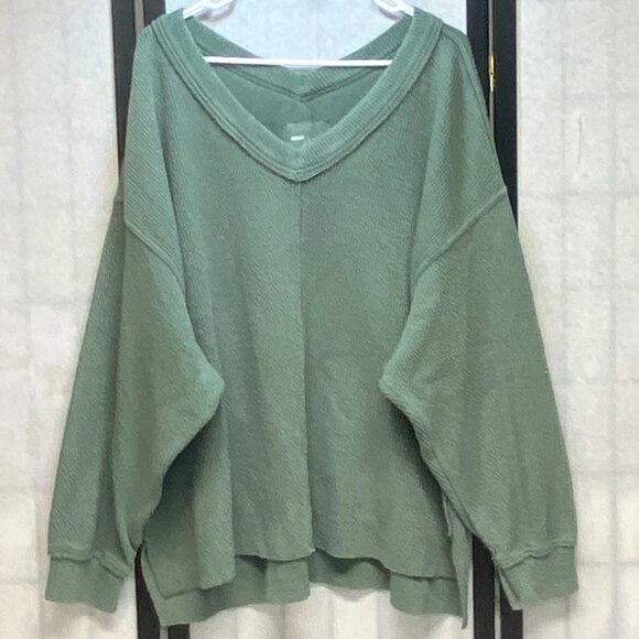 Haut Manches Longues J.Jill Gris Charbonne - Col V Avec Dos Noué - Taille L - Occasion Parfait état